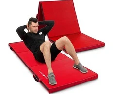 Sulankstomas kietas gimnastikos kilimėlis su „Velcro“ užsegimais, 180 x 60 x 5 cm, raudonas – „Marbo Sport“