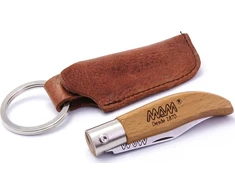 Sulankstomas peilis su raktų pakabuku ir dėklu MAM Iberica 2001, buksmedžio mediena, 4.5cm