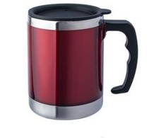 Termo puodelis BasicNature Stainless Steel Beaker MUG, 0.42L, raudonas