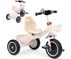 Triratukas su neslystančiomis rankenomis, varpelio krepšys, smėlio spalvos ECOTOYS