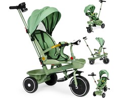 Triratukas 2in1 vežimėlis su pasukama sėdyne ir sulankstomu stogeliu žalias - ECOTOYS