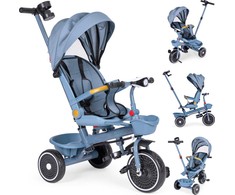 Triratukas 2in1 vežimėlis su pasukama sėdyne, sulankstomas su stogeliu, mėlynas - ECOTOYS