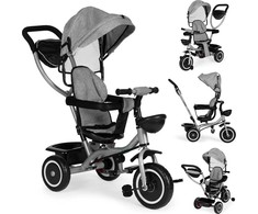 Triratukas vežimėlis 2in1 su pasukama sėdyne, sulankstomu stogeliu - pilkas ECOTOYS