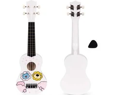 Vaikiška ukulelė medinė gitara 4 stygų nailono kramtukas ECOTOYS