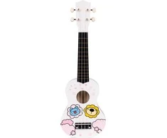 Vaikiška ukulelė medinė gitara 4 stygų nailono kramtukas ECOTOYS