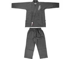 BJJ kimono Venum Contender Kids su baltu diržu, pilkas