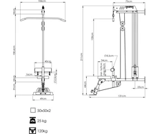 Viršutinės ir apatinės sienelės traukos su sėdyne ir atramomis kojoms MS-W104 2.0 - Marbo Sport