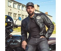 Vyriška odinė motociklininko striukė W-TEC Juodas Heart Wings