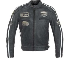 Vyriškas odinis moto švarkas W-TEC Dark Pilkas Vintage