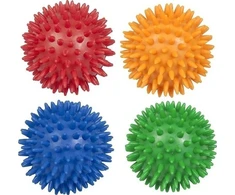 Masažinis kamuoliukas YATE su spygliukais, 7,8 cm, raudonas