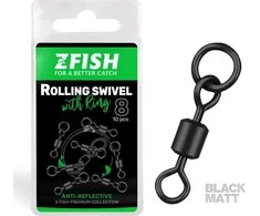 "ZFISH Rolling Swivel" su žiedu, juodas matinis, 8/26 kg dydžio