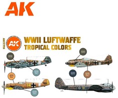 AK Interactive - WWII Luftwaffe Tropical Colors Set - 3rd generation - Akrilinių dažų rinkinys, AK11719