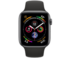 Išmanusis laikrodis Apple Watch Series 4 GPS 40mm Pilko aliuminio korpusas su juodu dirželiu, A1977