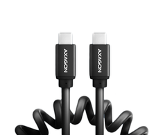„Axagon“ duomenų ir įkrovimo USB 2.0 laidas, 1,1 m ilgio. PD 60W, 3A. Juodas susisuko.