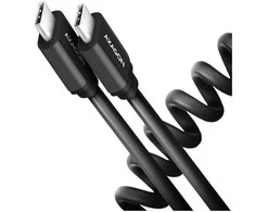 Axagon Data and charging USB 2.0 cable lengh 0.6 m. PD 60W, 3A. Juodas twisted.