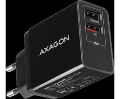 Axagon Dual wallcharger <240V / 2x USB port QC3.0/AFC/FCP + 5V-1.2A. 24W total power.
