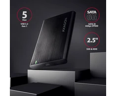 AXAGON EE25-A6C USB-C 3.2 Gen 1 - SATA 6G 2.5" External SCREWLESS ALU RAW box Juodas