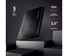 AXAGON EE25-A6M USB3.0 - SATA 6G 2.5" External SCREWLESS ALU RAW box Juodas