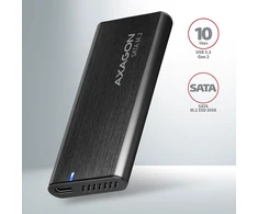 AXAGON EEM2-SBC, M.2 SATA screwless RAW box, juodas, SuperSpeed USB-C 10 Gbps