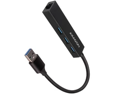AXAGON HMA-GL3A 3x USB-A + GLAN, USB3.2 Gen 1 šakotuvas, metalinis, 20 cm USB-A laidas