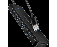AXAGON HUE-C1A 4x USB3.2 Gen 1 Travel hub, USB-C power IN, w. 20cm Type-A cable