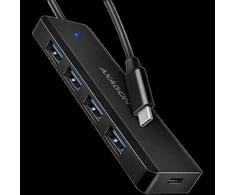 AXAGON HUE-C1C 4x USB3.2 Gen 1 Travel hub, USB-C power IN, w. 20cm Type-C cable
