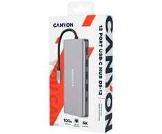 CANYON šakotuvas DS-12 13in1 4k USB-C Tamsiai pilka