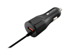 CANYON automobilinis įkroviklis C-033 2.4A/USB-A su integruotu „Lightning“ Juodas