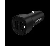 CANYON car charger OnDrive 24 24W 2xUSB-A Juodas