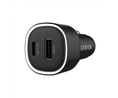 CANYON automobilinis įkroviklis OnDrive 48 PD 48W USB-A+USB-C Juodas