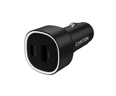 CANYON automobilinis įkroviklis OnDrive 48 PD 48W USB-A+USB-C Juodas