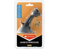 CANYON CH-6, Automobilinis laikiklis išmaniesiems telefonams, magnetinio siurbimo funkcija, su 2 plokštelėmis (stačiakampis/apskritimas), juodas, 97*67.5*107mm 0.068kg