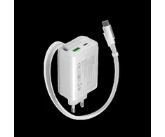 CANYON charger OnCharge 65RC Build-In Cable USB-C 65W 1xPD 1xQC EU Baltas