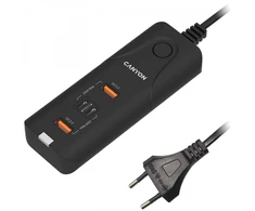 CANYON įkroviklis H-10 PD 20W QC 3.0 18W 2USB-A 2USB-C stalinis juodas