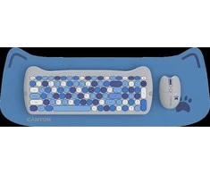 CANYON HSET-W6 EN Klaviatūra ir pelė Kitty Edition AAA+АА Wireless Mėlyna