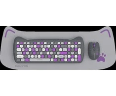 CANYON HSET-W6 EN Klaviatūra ir pelė Kitty Edition AAA+АА Wireless Violet