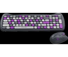 CANYON HSET-W6 EN Klaviatūra ir pelė Kitty Edition AAA+АА Wireless Violet