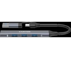 CANYON šakotuvas DS-02 4in1 USB-A/C Pilkas