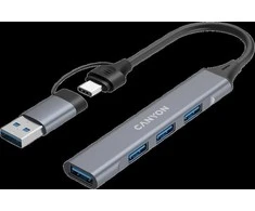 CANYON šakotuvas DS-02 4in1 USB-A/C Pilkas