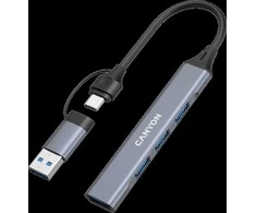 CANYON šakotuvas DS-02 4in1 USB-A/C Pilkas