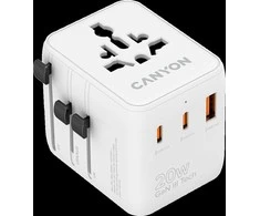 CANYON kelioninis adapteris OnTour 20 ES/JK/JAV/Australijos 20 W, baltas