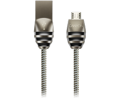 CANYON laidas UM-5 MicroUSB 10W 1m Dark Pilkas