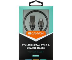 CANYON laidas UM-5 MicroUSB 10W 1m Dark Pilkas