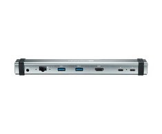 CANYON DS-6, kelių prievadų prijungimo stotis su 7 jungtys: 2*Tipas C+1*HDMI+2*USB3.0+1*RJ45+1*garsas 3.5mm, Įvestis 100-240V, Išvestis USB-C PD 5-20V /3A&amp;USB-A 5V/1A, su c tipo iki c tipo kabeliu 0.3m, Space pilka, 226*33.7*24mm, 0.174kg