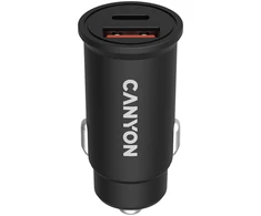 CANYON C-20B03, PD 30W/QC3.0 18W Kišeninis automobilinis įkroviklis su 1-USB A+ 1-USB-C įvestis: DC12V-24V, Išvestis: USBC: PD30W( 5V3A/9V3A/12V2.5A/15V2.5A/15V.3.0. 18W (5V3A