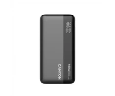 CANYON išorinė baterija PB-240, 25000mAh PD140W, su ekranu, matmenys 160,0 x 82 x 27 mm, svoris 508+-10 g, tamsiai pilka spalva