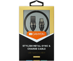CANYON laidas UC-5 USB-C 10W 1m Dark Pilkas