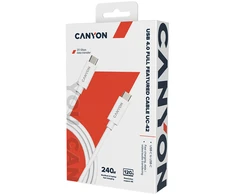 CANYON laidas UC-42 USB-C į USB-C 240W 20Gbps 4k 2m Baltas