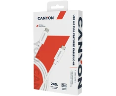 CANYON UC-44, kabelis, U4-CC-5A1M-E, USB4 TYPE-C į TYPE-C kabelių rinkinys 40G 1m 5A 240W(ERP) su E-MARK, CE, ROHS, baltas