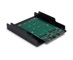 „Inter tech“ adapteris dviem M.2 S-ATA diskams (1xS-ATA 15 kontaktų + 2x7 kontaktų kištukas), dėklas